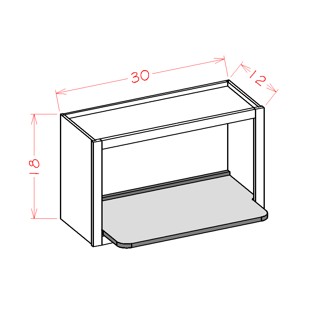 Unfinished Wall Microwave Shelf - 26-1/2"W x 3/4"H x 17"D