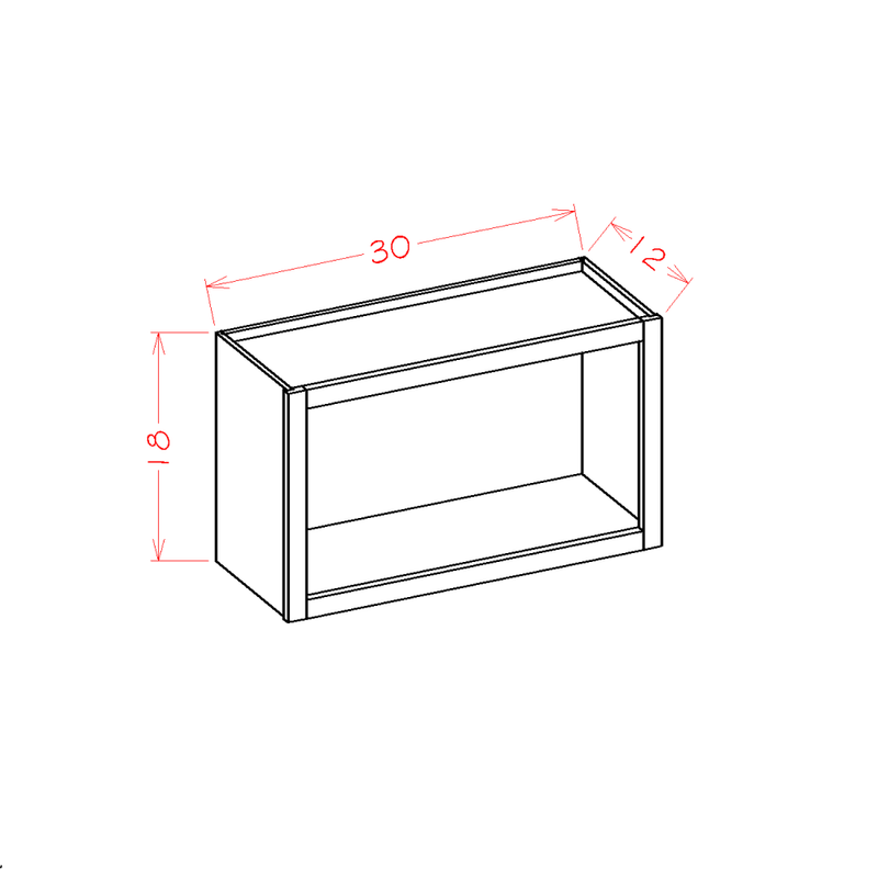 Shaker Cinder 30" W x 18" H Open Wall Cabinet Pre-Assembled