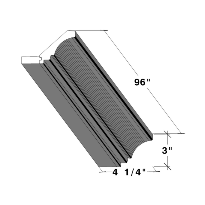 Unfinished Shaker Small Crown Molding W96" X H2.5" X D3.5"