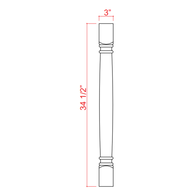 Slim Shaker White Dove Classic Decorative Leg - 3"W x 34 1/2"H x 3"D