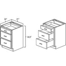 White Shaker 21" Three Drawer Base Pre-Assembled