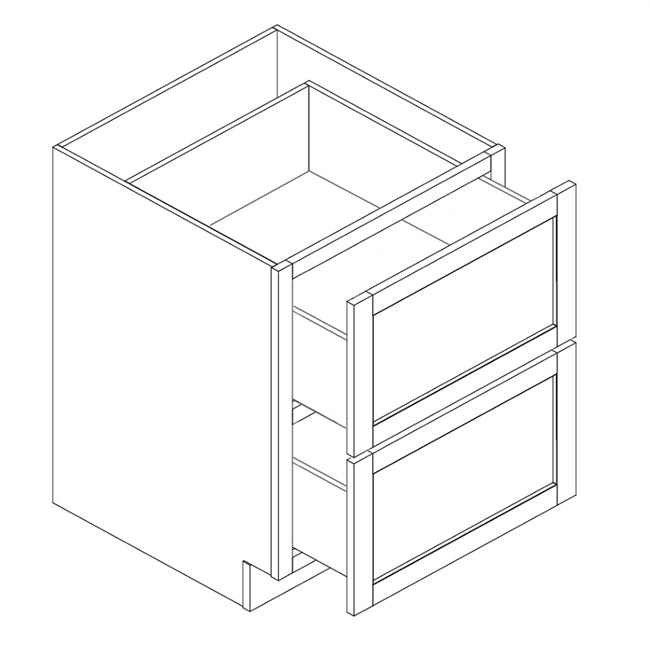 Coastal White Shaker 33" 2-Drawer Base Cabinet