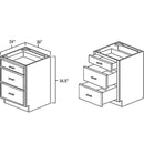 White Shaker 30" Three Drawer Base