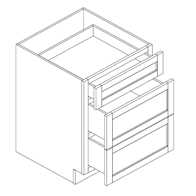 Coastal White Shaker 27" 3-Drawer Base Cabinet