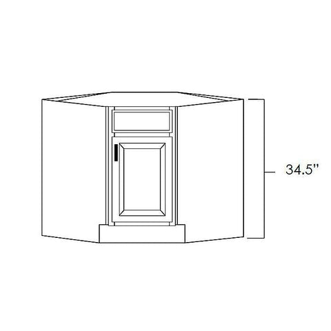 Prescott White 36" Diagonal Corner Sink Base Assembled