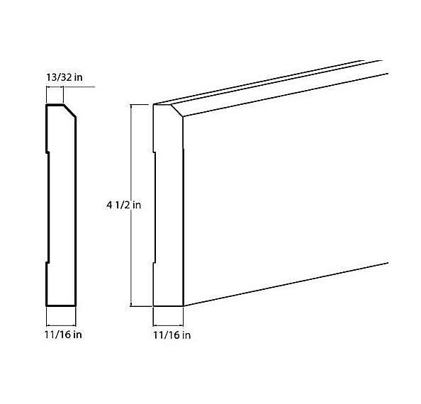 White Shaker 8' Decorative Base Moulding