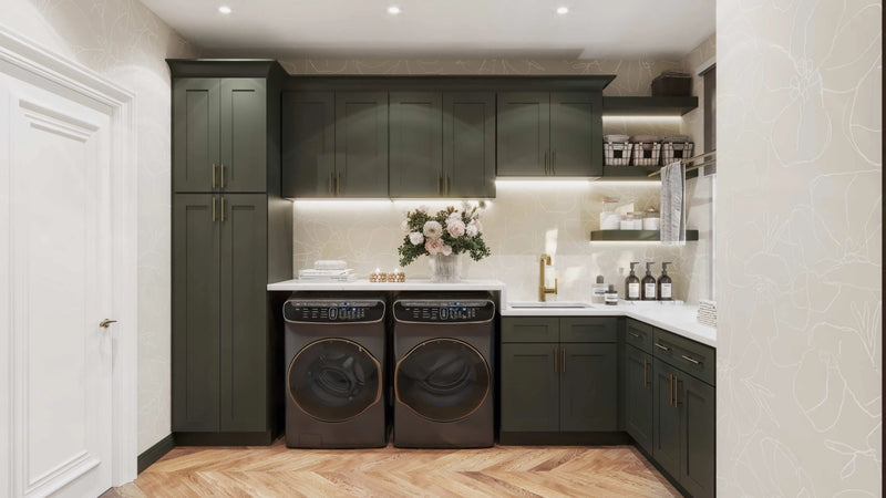 CK - Shaker Aberdeen Green Kitchen Cabinets