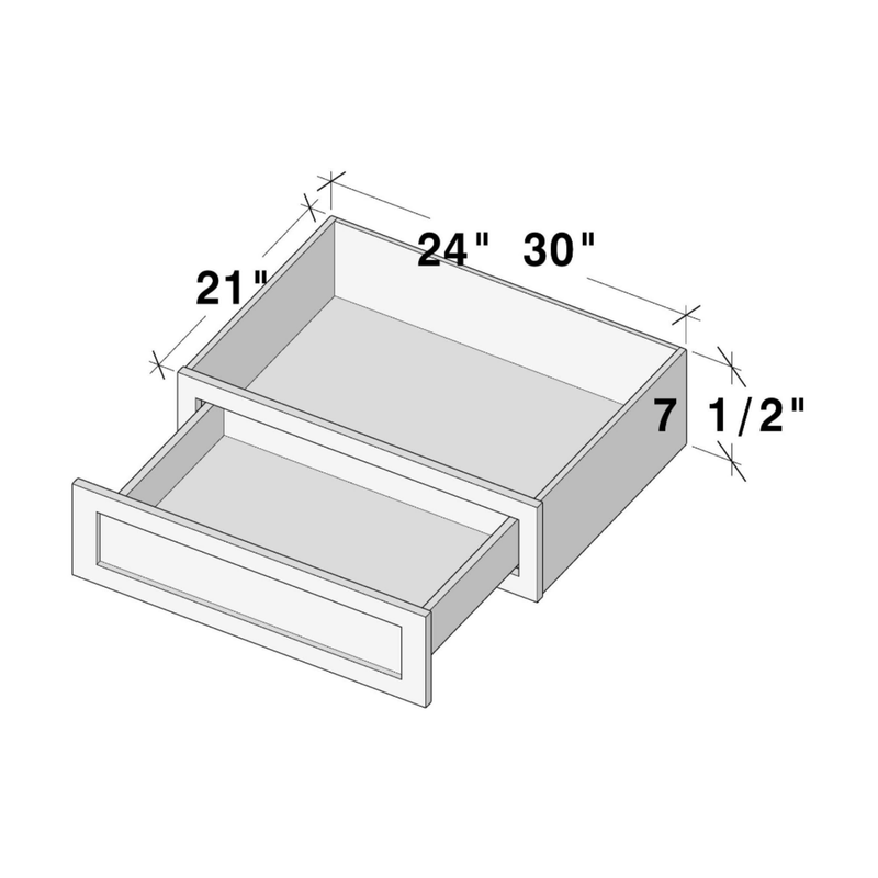 Arctic White Slim Shaker Knee Drawer W24" X H7.5" X D21"