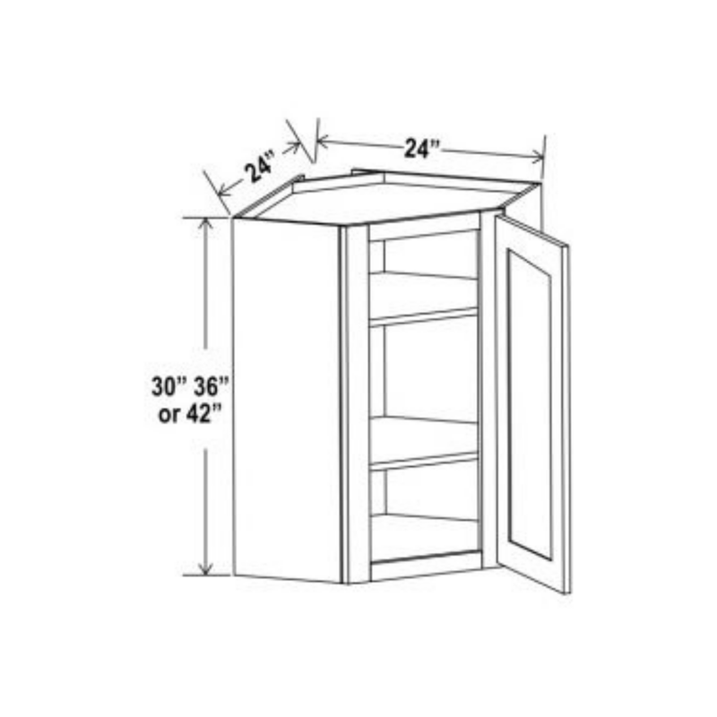 Shaker Aberdeen Green Wall Diagonal Corner Cabinet - 24"W x 30"H x 12"D - 1D -2S