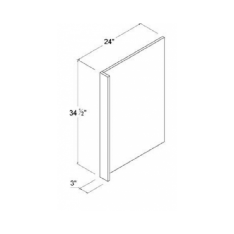 Shaker Aberdeen Green Dishwasher Return Panel w/3"W Filler - 24"W X 34-1/2"H X 1/2"D