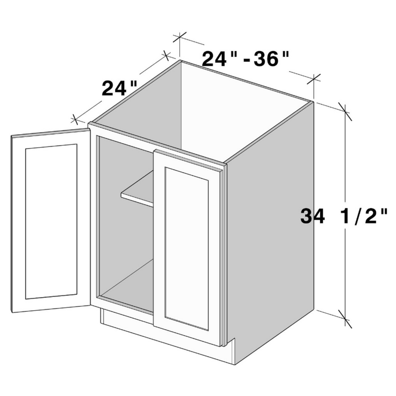 Graphite Shaker Full Height Door Base Cabinet W36" X H34.5" X D24"