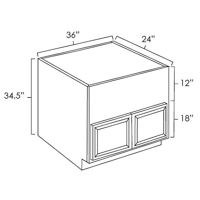 Prescott White 36" Farmhouse Sink Base Assembled