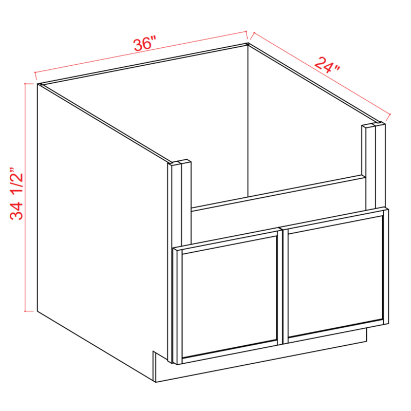 Slim Shaker White Dove Farm Sink Base - 36"W X 34-1/2"H X 24"D