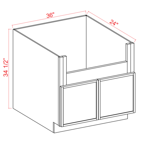 Slim Shaker Aberdeen Green Farm Sink Base - 36"W X 34-1/2"H X 24"D