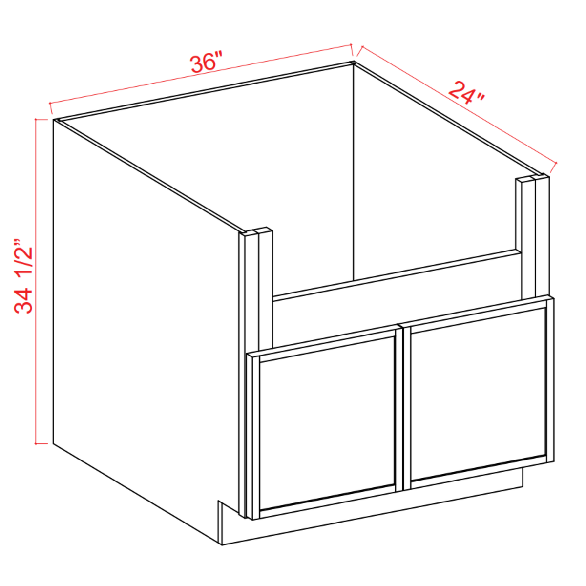 Slim Shaker Aberdeen Green Farm Sink Base - 36"W X 34-1/2"H X 24"D