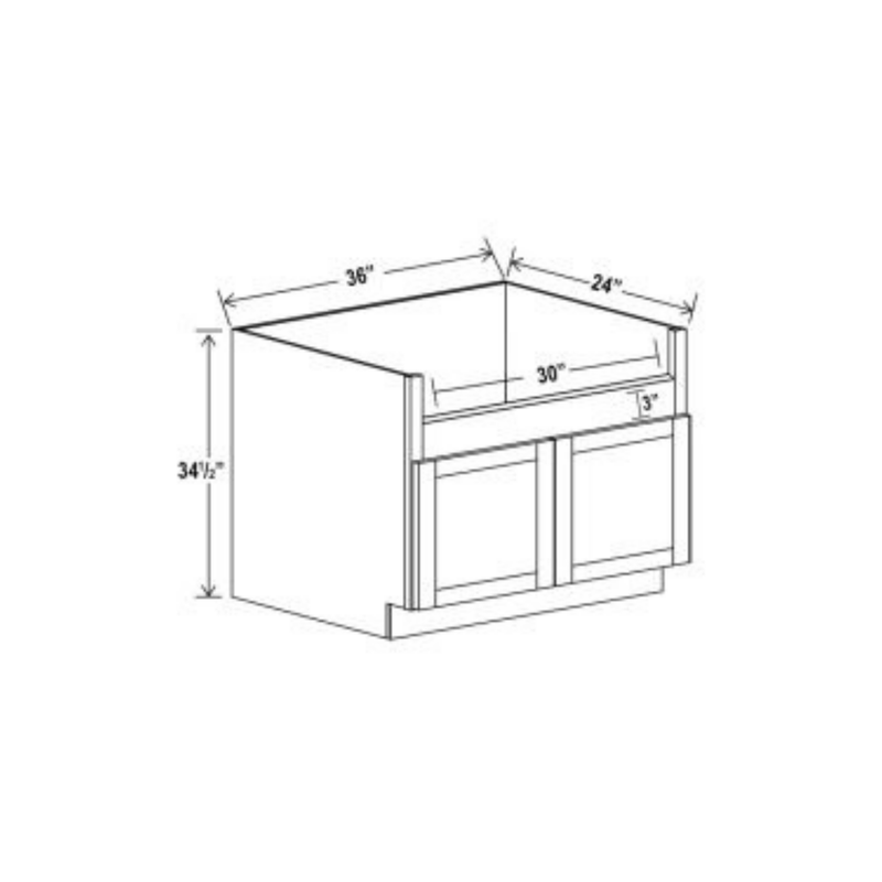 Shaker Aberdeen Green Farm Sink Base - 36"W X 34-1/2"H X 24"D