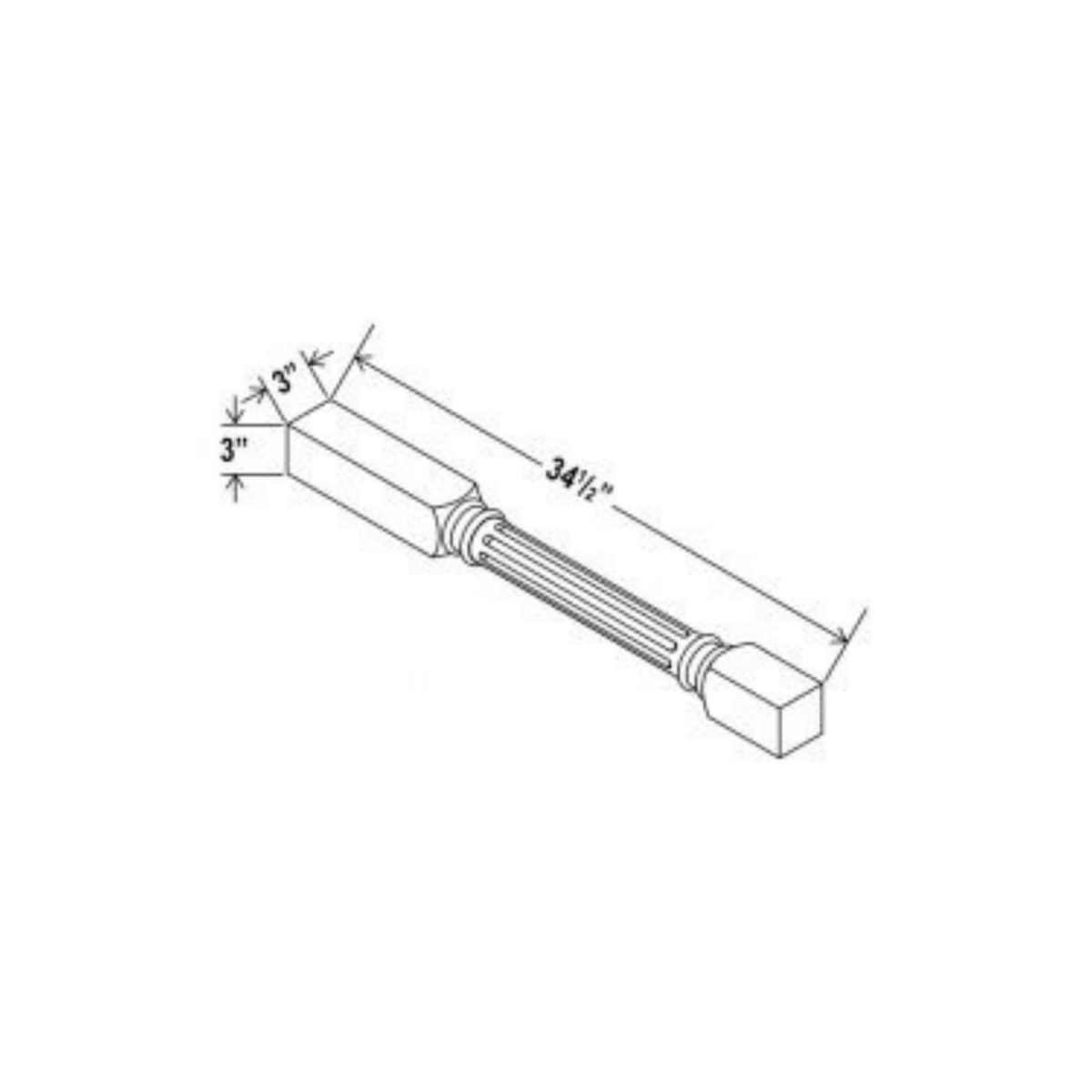 Shaker Aberdeen Green Fluted Decorative Leg - 3"W x 34 1/2"H x 3"D