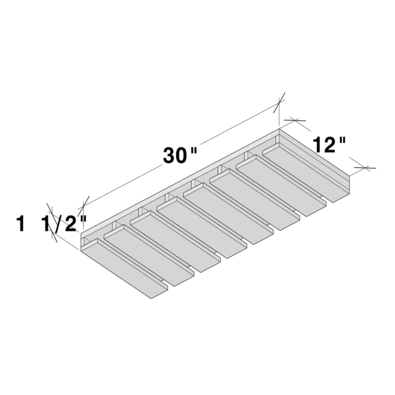 Cyber Grey Glass Holder W30" X H4" X D12"