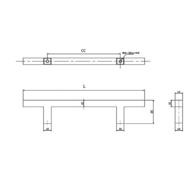 SS Handle,10X10Mm,192 252,H 35Mm Bn