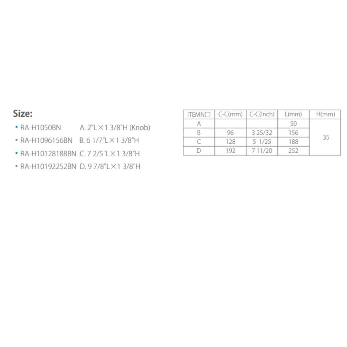 SS Handle,10X10Mm,192 252,H 35Mm Bn