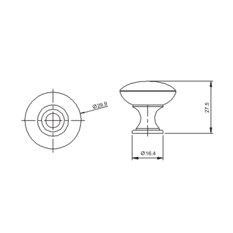 Zamak Knob,30Mm,Bn