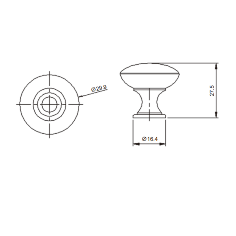 Zamak Knob,30Mm,Borb