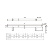 Steel T Bar Handle 12Mm,96 176Mm,Bn