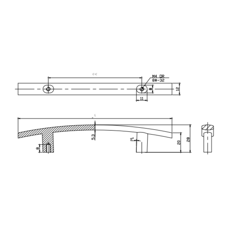 Zamak Handle 76 133Mm,H 25.5Mm Bg