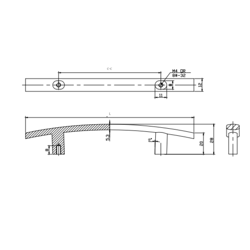 Zamak Handle 76 133Mm,H 25.5Mm Bn