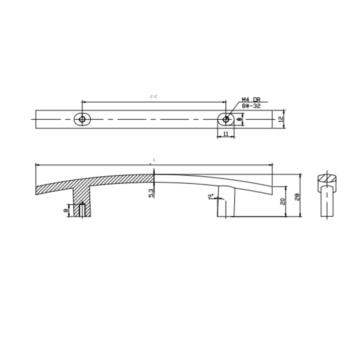 Zamak Handle 96 156Mm,H 27Mm Bn