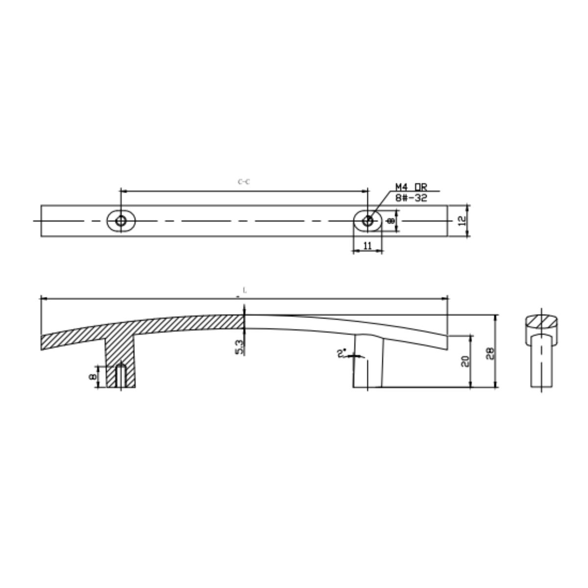 Zamak Handle 128 197Mm,H 31Mm Cp