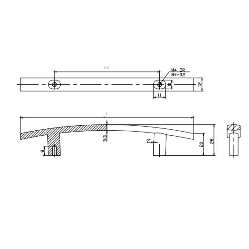 Zamak Handle 96 156Mm,H 27Mm Mb