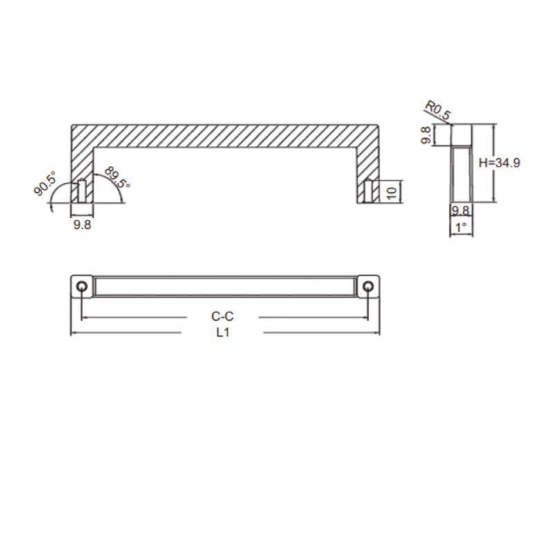 Alu Handle 192 201Mm.H 28Mm Bn