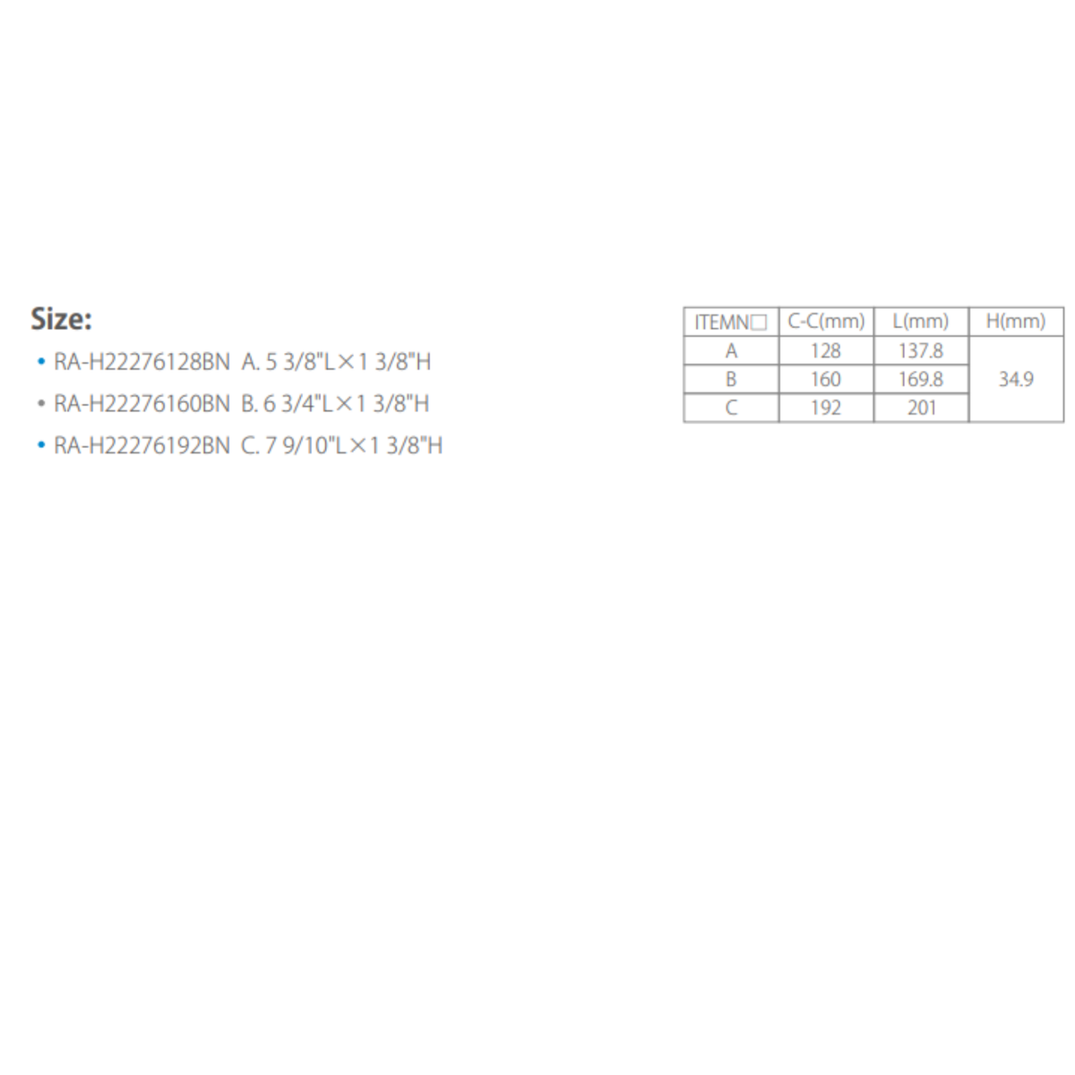 Aluminum Handle 160 169Mm Bn