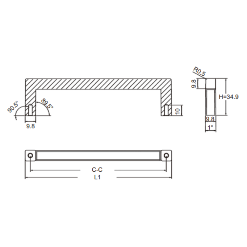 Alu Handle 192 201Mm.H 28Mm Cp