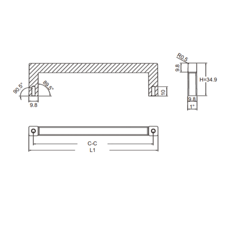 Alu Handle 160 169Mm.H 28Mm Mb