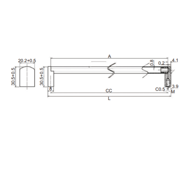 SS Zamak Handle,20X10Mm,128 136,H 31Mm Bn