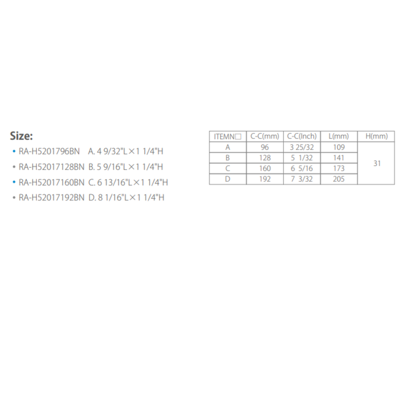 SS Zamak Handle,Dia 13Mm,160 195,H 31Mm Bn