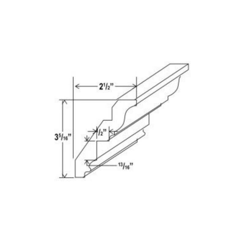 Shaker Aberdeen Green Inset Crown Moulding - 96'W x 4 3/16'H x 7/8"D