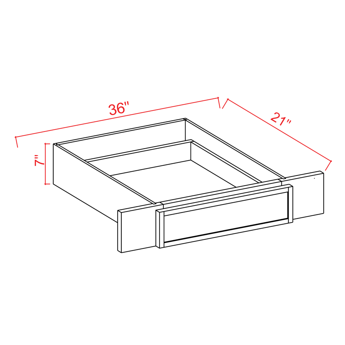 Slim Shaker Aberdeen Green Knee Drawer - 36"W x 7"H x 21"D