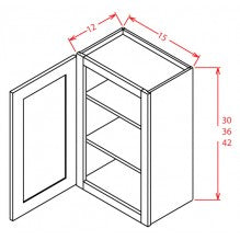 Rigby Mist 15"W X 36"H Wall Glass Door Cabinet with Finished Interior