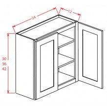 Rigby Mist 24"W X 36"H Wall Glass Door Cabinet with Finished Interior