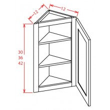 Rigby White Slab 12"W x 30"H Angle Wall Cabinet