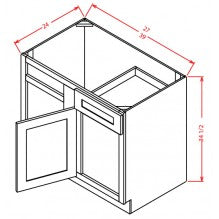 Shaker Navy Blue 36 1/2" - 43" Blind Base Corner Cabinet