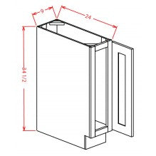 English Birch 9" Full Height Door Base Cabinet