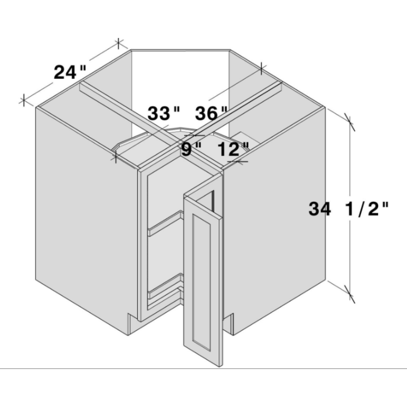 Graphite Shaker Lazy Susan Corner Base W33" X H34.5" X D24"