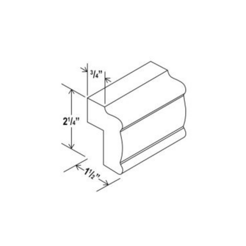 Shaker Aberdeen Green Light Rail Moulding - 96'W x 1 9/16"H x 2 1/4"D
