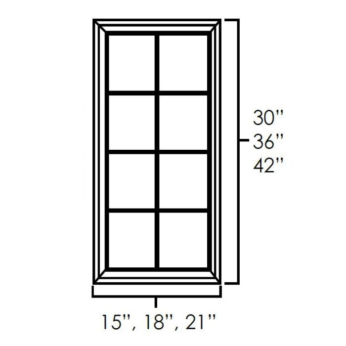 Granville Rustic Hickory 21" x 36" Single Glass Mullion Doors