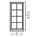 Rustic Hickory Shaker 21" x 42" Single Glass Mullion Doors