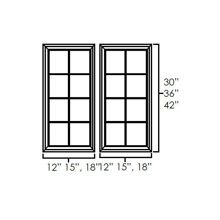 Granville Rustic Hickory 36" x 30" Double Glass Mullion Doors